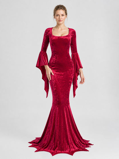Vampire Witch Dress with Wing Sleeves for Halloween Costume Dresses detail
