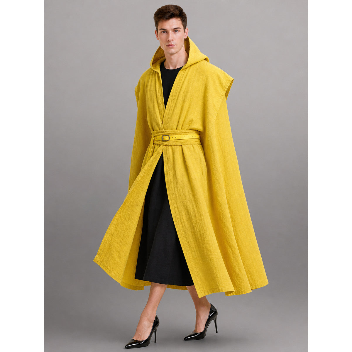 Yellow Carnival Cloak with Hood and Belt lifestyle