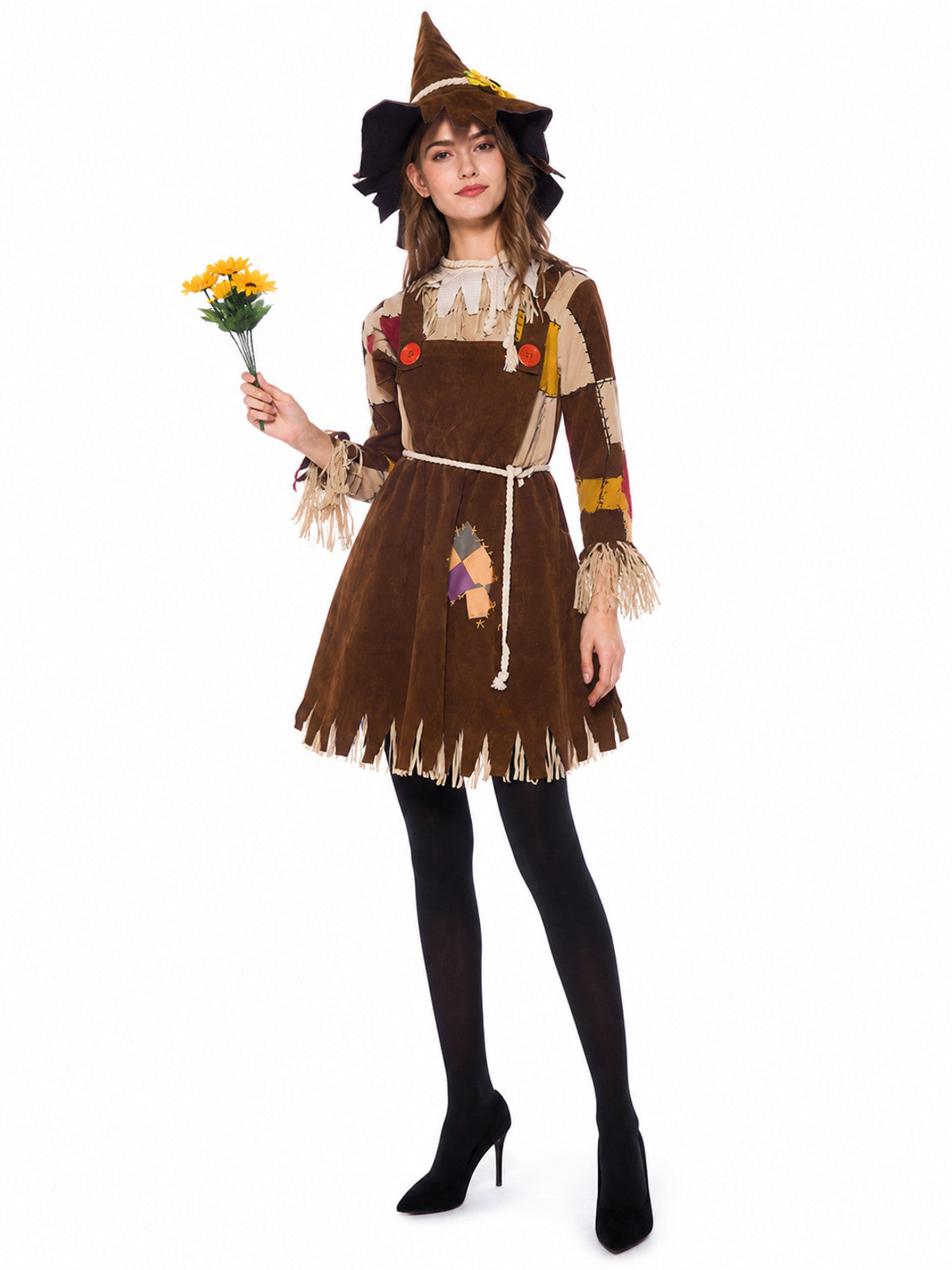 Witch Costume with Pointed Hat and Fringe Costume Headwear detail