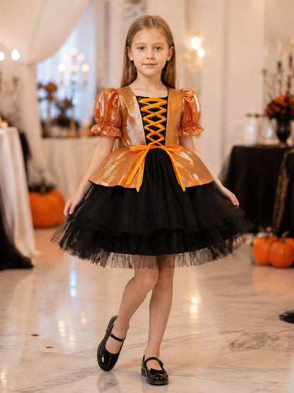 Children's Costume Dress with Puff Sleeves lifestyle view