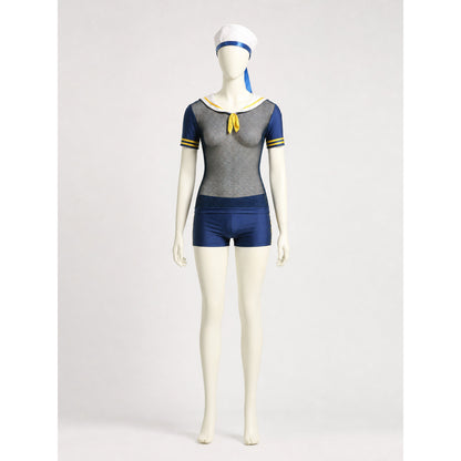 Sailor-Style Jumpsuit with Shorts for Role-Play Looks