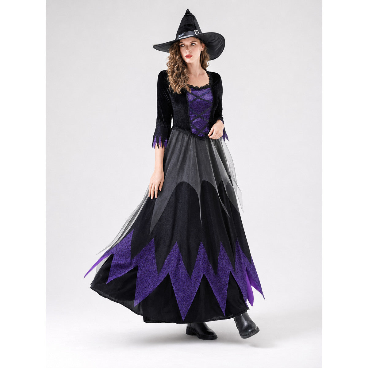 Cosplay Costume: Black and Purple Dress and Hat Costume Dresses detail