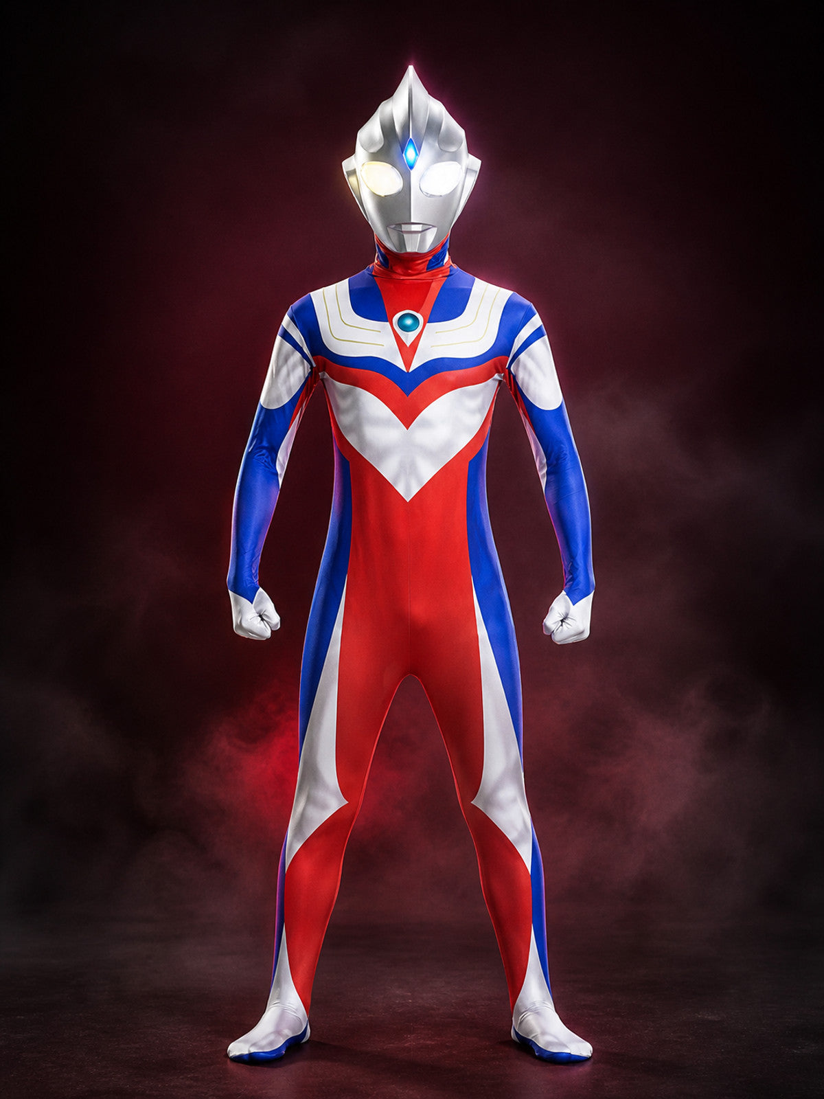 Unisex Superhero Bodysuit Halloween Costume Set with Helmet, Long Sleeve High main product view