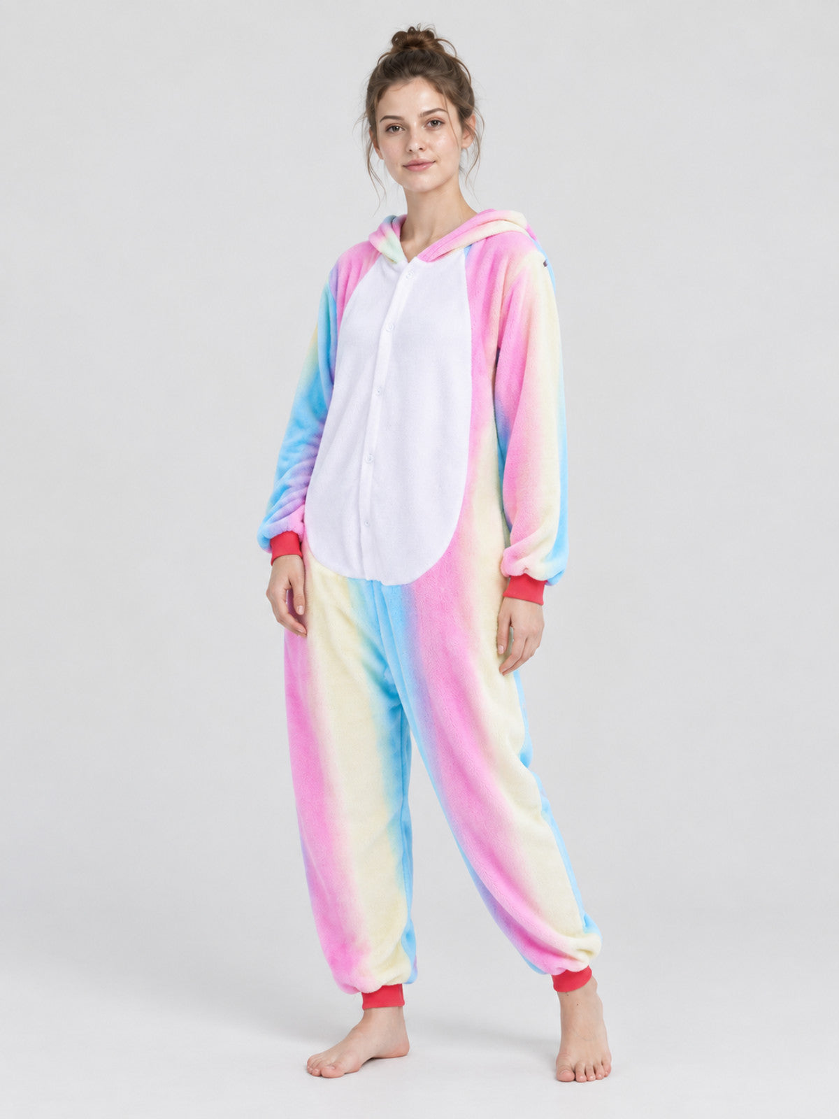 Flannel Hooded Pajama Jumpsuit with Cuffs