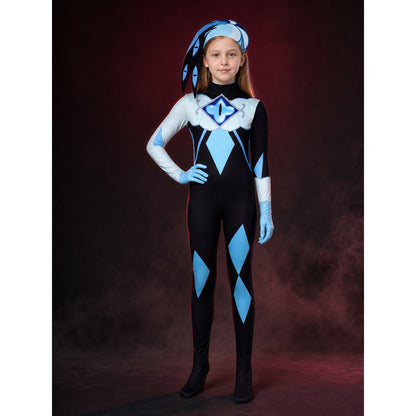 Shadow Milk Cookie Halloween Jumpsuit Costume with Geometric Print and Wig main product view