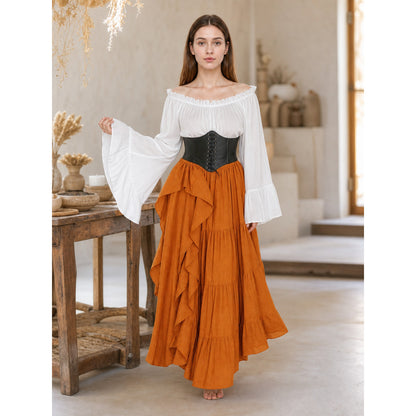 Historical Costume with Corset and Tiered Skirt