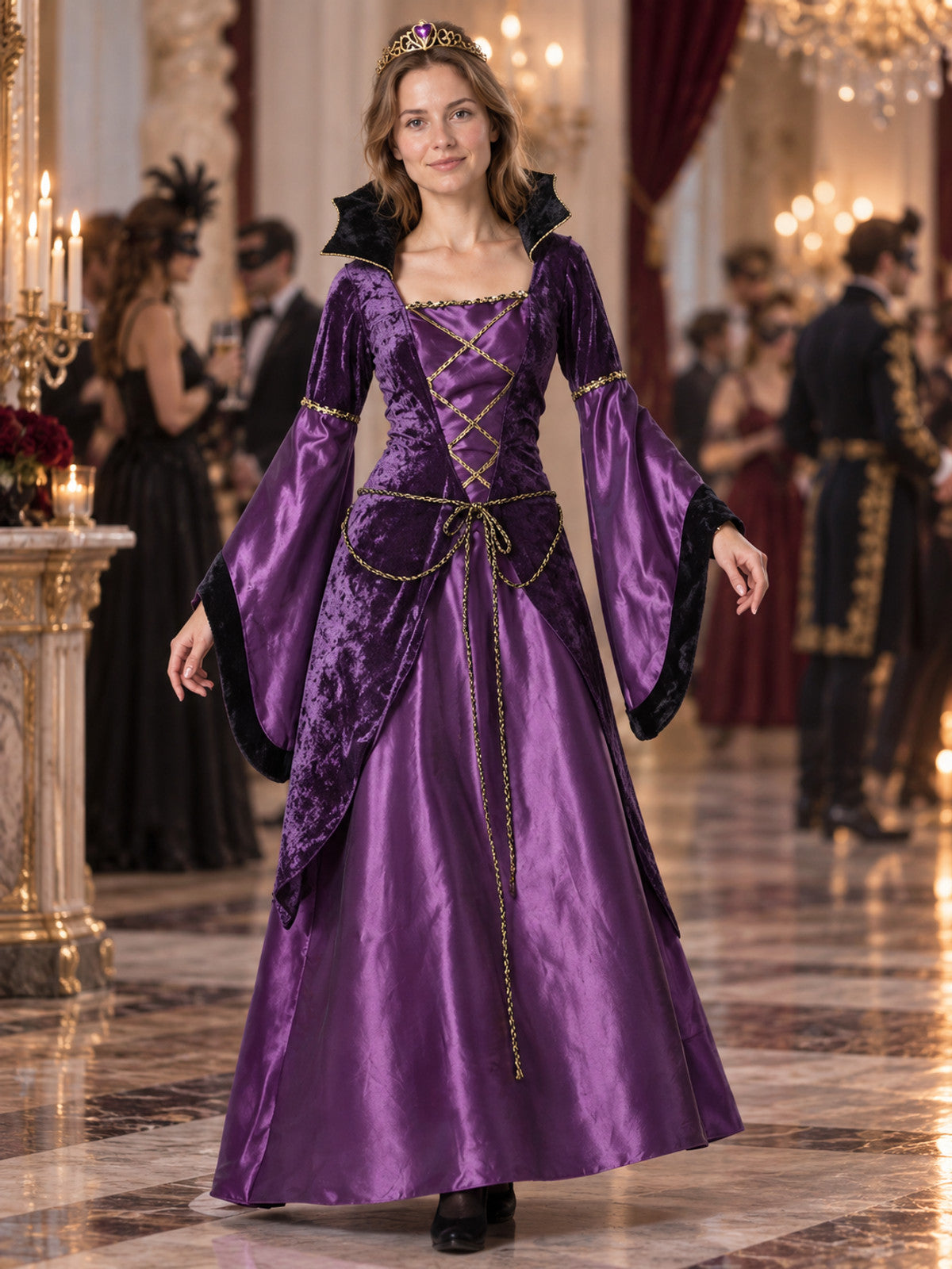 Vampire Carnival Costume with Dress, Crown, and Belt