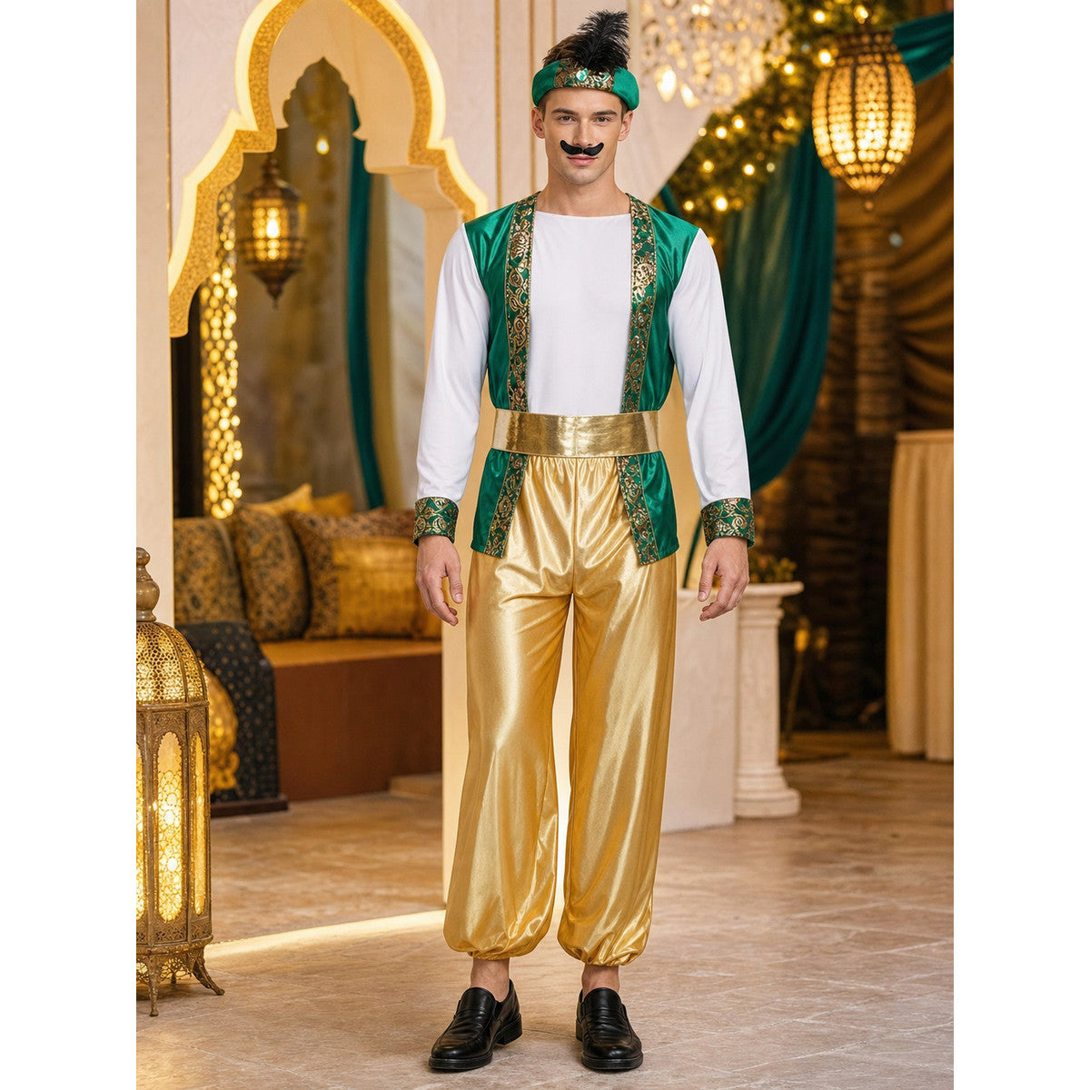 Aladdin Carnival Costume with Vest and Harem Pants lifestyle
