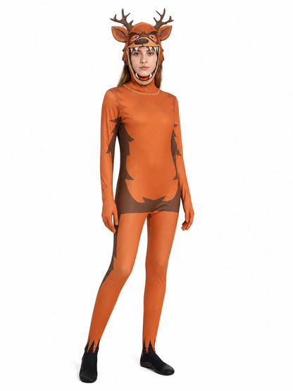 Deer Monster Costume Jumpsuit with Headpiece
