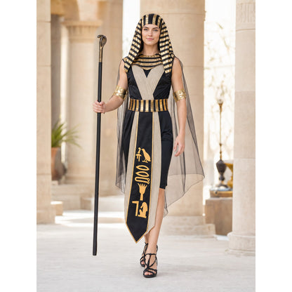 Egyptian Pharaoh Costume with Staff for Cosplay lifestyle view