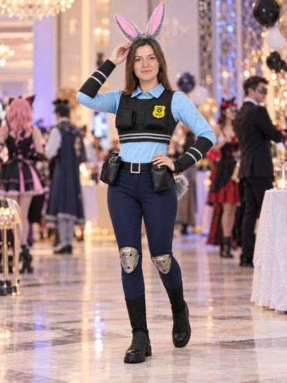 Police-Style Cosplay Costume with Ears and Tail