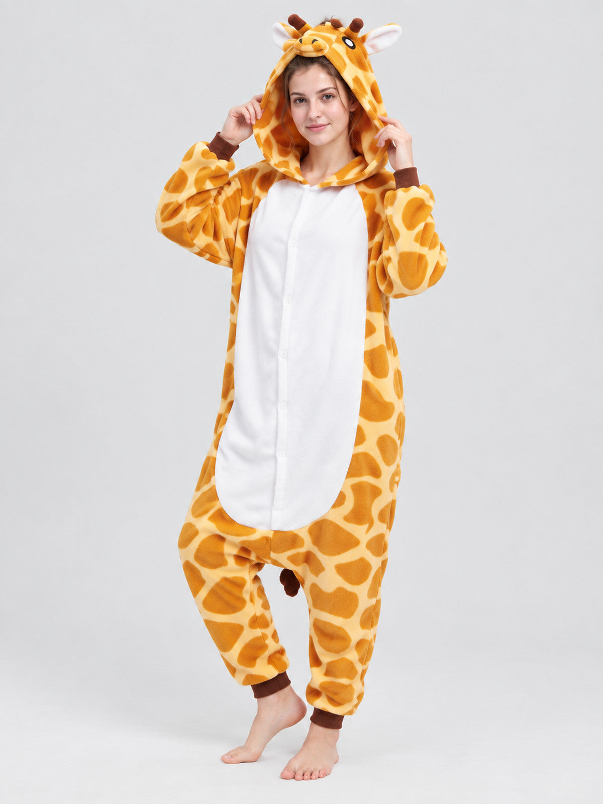 Fleece Giraffe Hooded One-Piece Pajamas