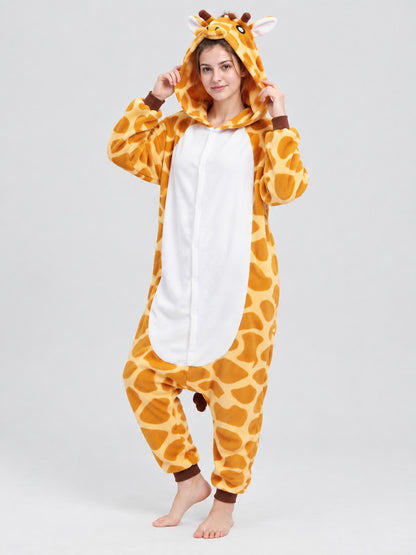Fleece Giraffe Hooded One-Piece Pajamas
