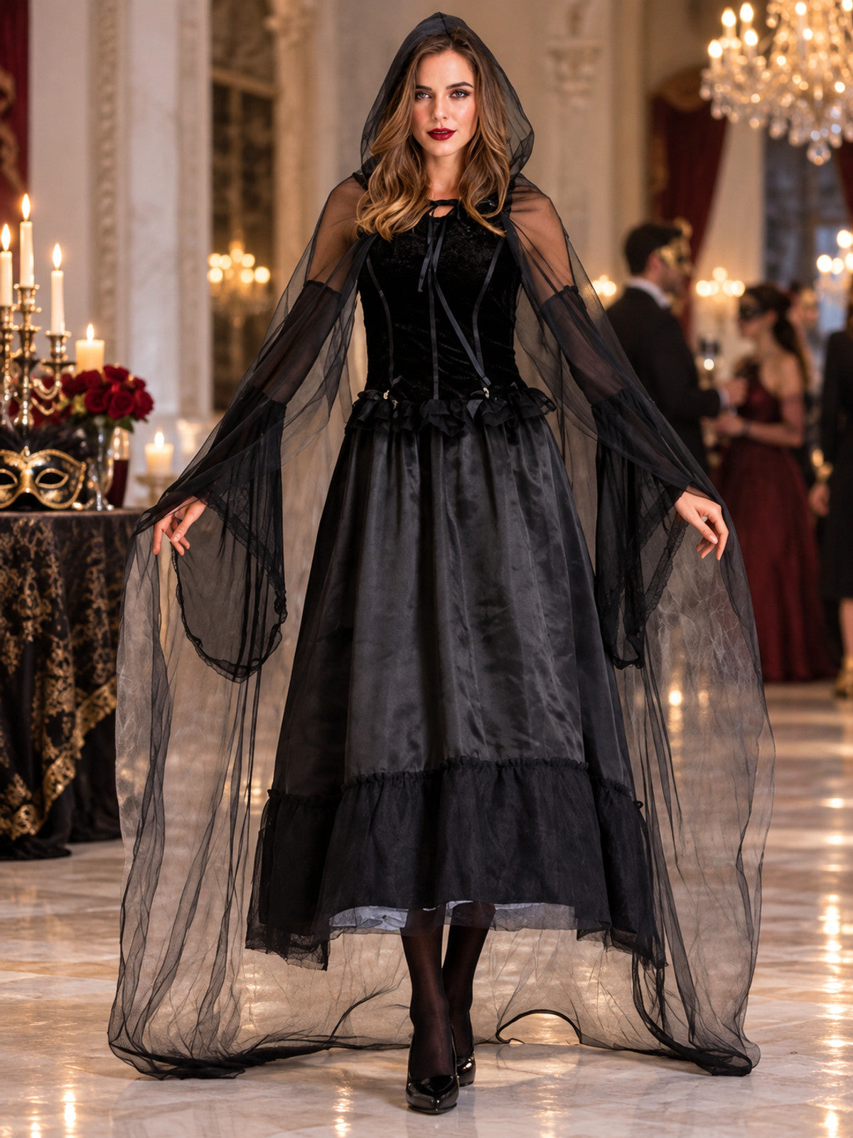 Adult Carnival Costume: Vampire, Dress, Cape