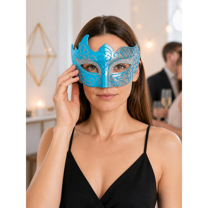 Black Lace Carnival Mask for Halloween and Cosplay lifestyle view