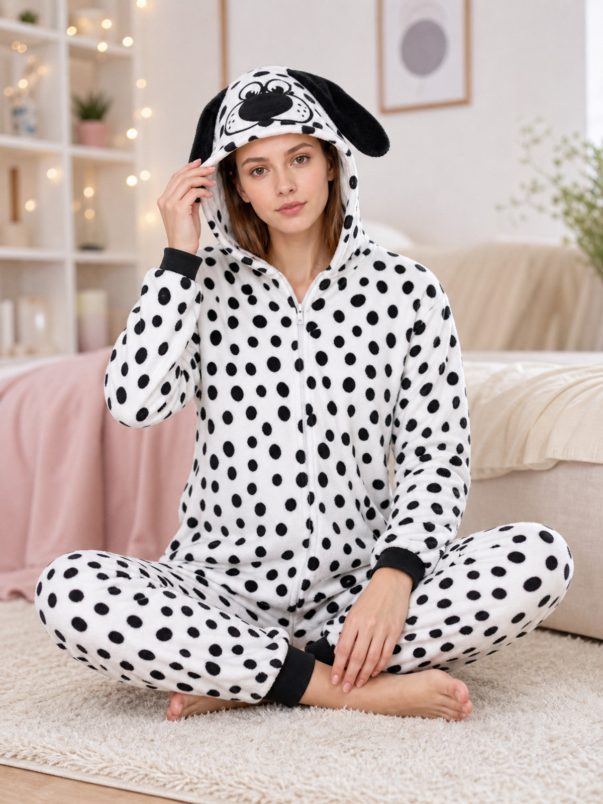 Dalmatian Kigurumi with Hood, One-Piece Costume