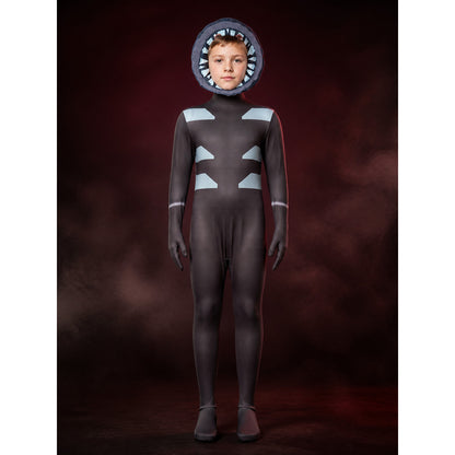 Children's Doors Themed Full Body Bodysuit Costume with Geometric Print Mask main product view