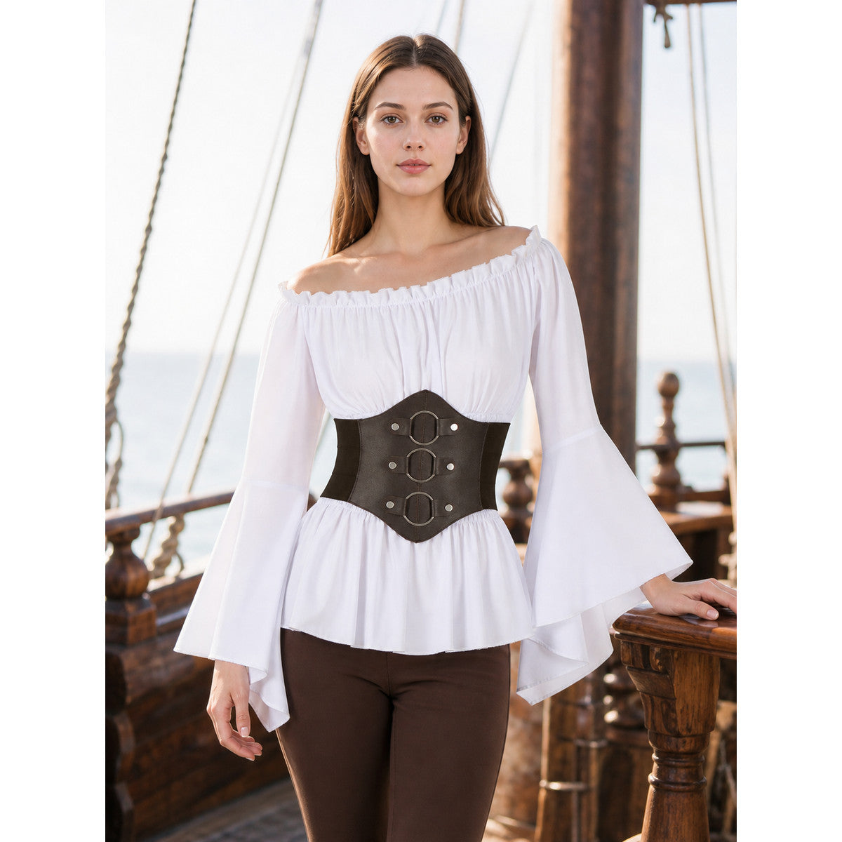 Off-the-Shoulder Cosplay Blouse with Belt