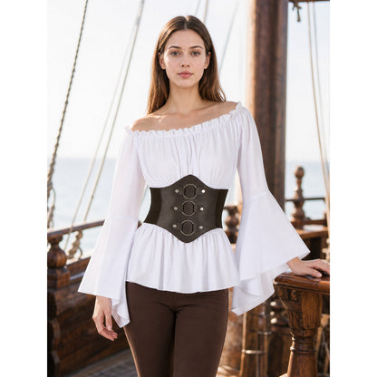 Off-the-Shoulder Cosplay Blouse with Belt