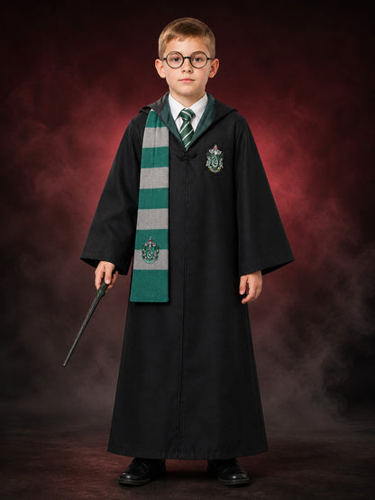 Slytherin Wizard Costume with Hood for Cosplay