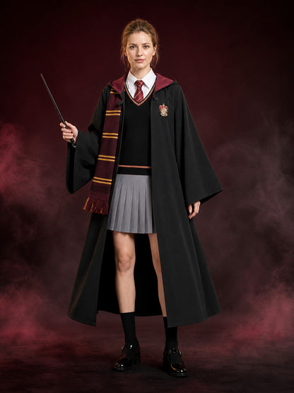 Kids Wizard Costume Set, Hooded Robe, Shirt, Pleated Skirt, Vest, Tie, Scarf and main product view