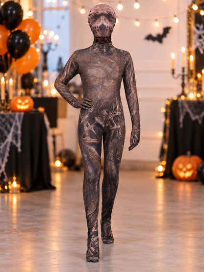 Carnival Costume with Volumetric Mask and Embossed Print