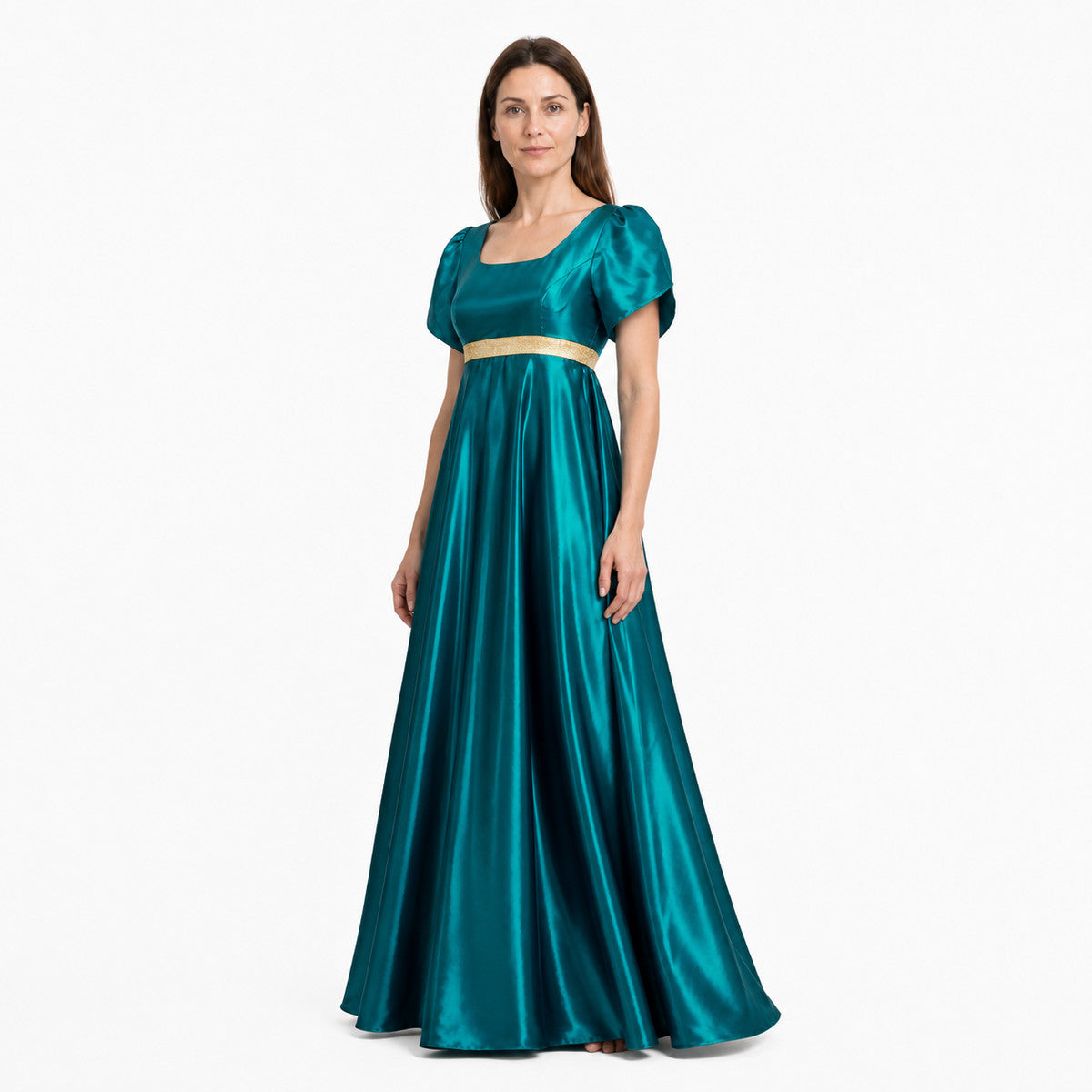 Blue Dress with a Square Neckline and Empire Waist Costume Dresses detail