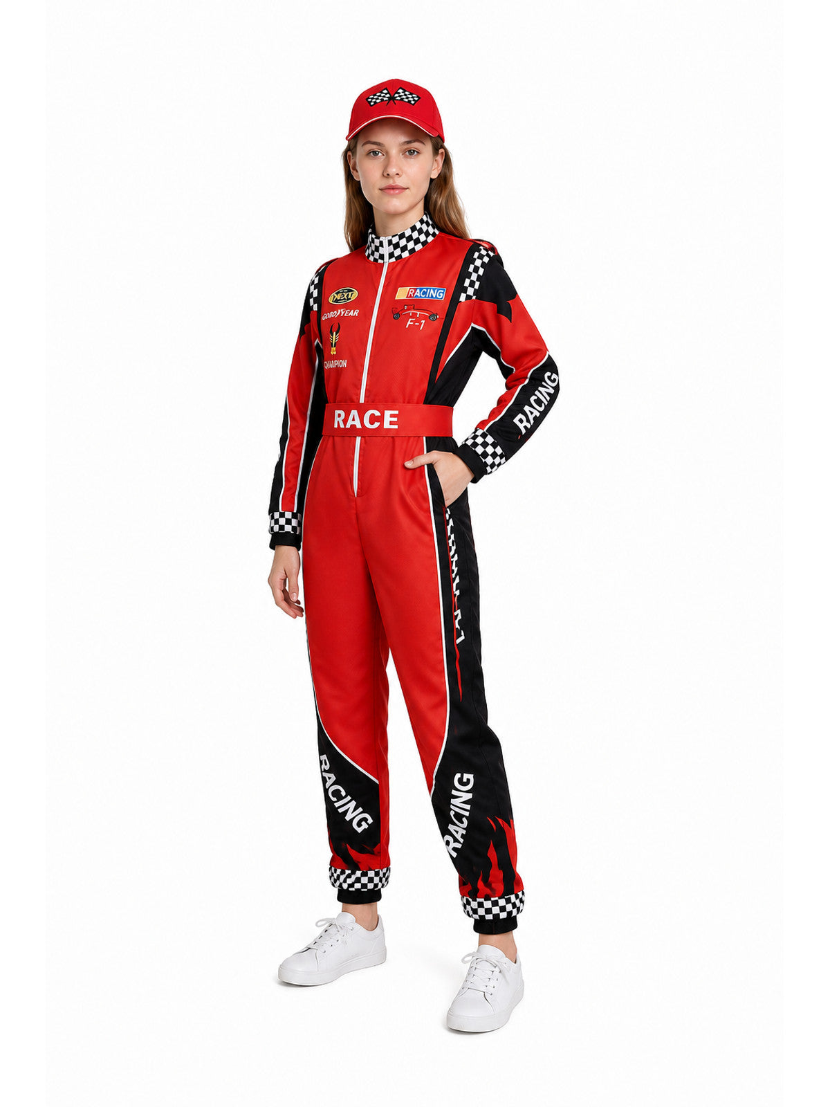 Children's Racing Jumpsuit with Checkered Print