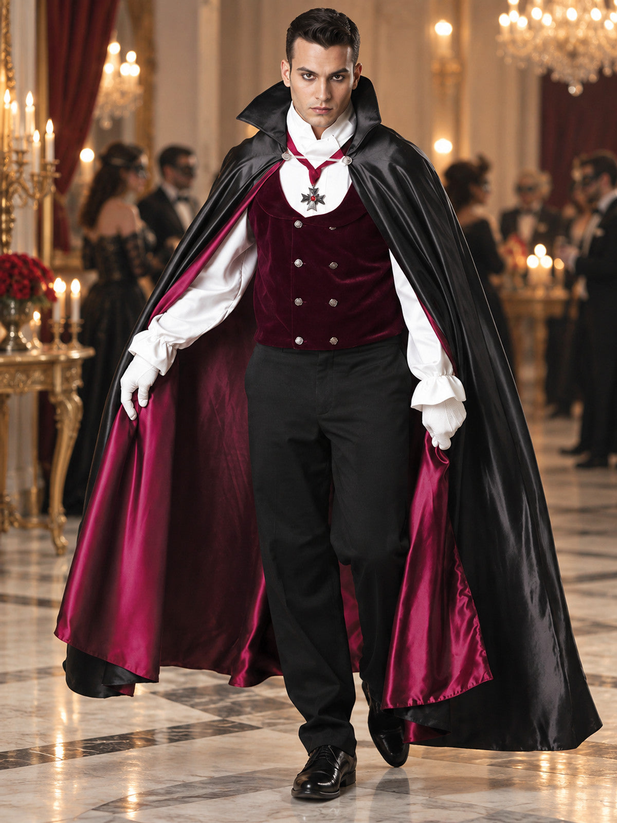 Adult Vampire Costume with Cape and Vest