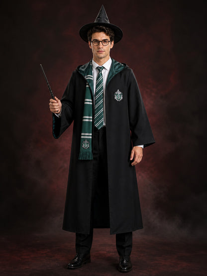 Men's Wizard Robe Costume Set, Hooded Academy Outfit With Hat, Tie, Scarf main product view
