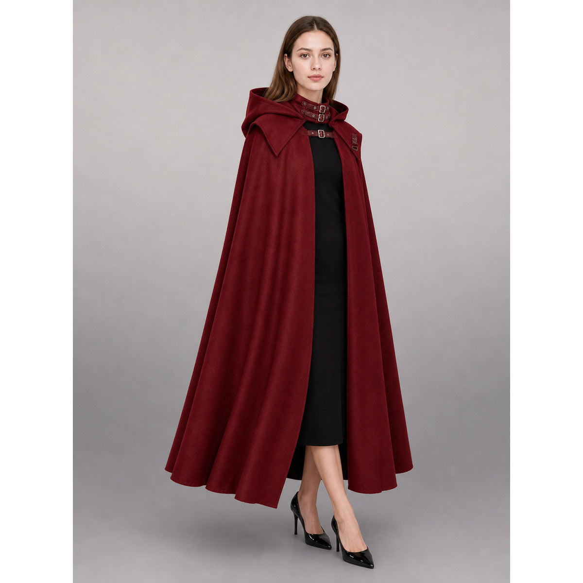 Red Gothic Carnival Cloak with Hood lifestyle