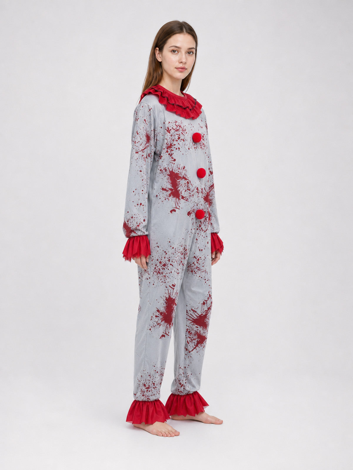 Scary Halloween Clown Costume with Wig