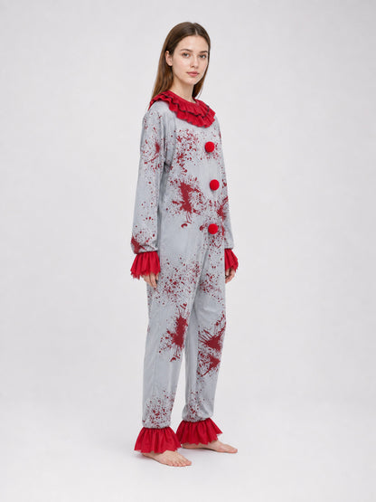 Scary Halloween Clown Costume with Wig