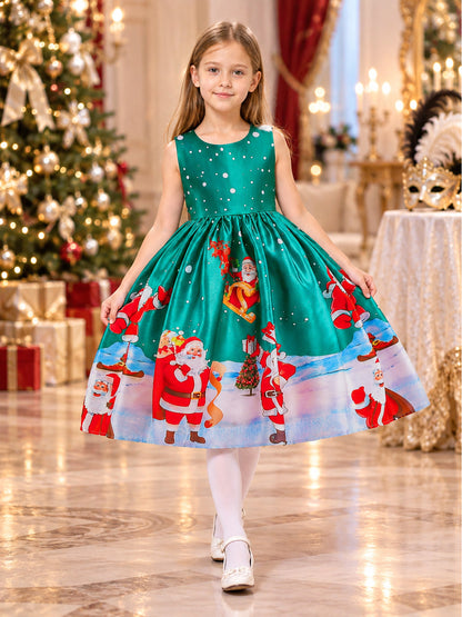 Children's Holiday Dress with Christmas Print