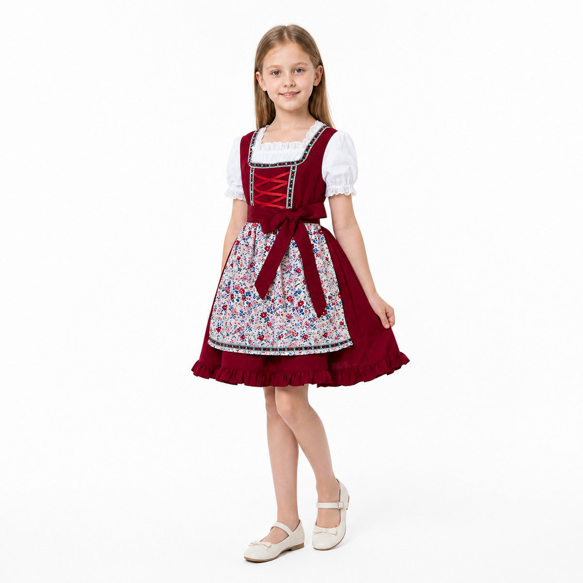 Children's Dirndl-Style Dress with Apron for Oktoberfest