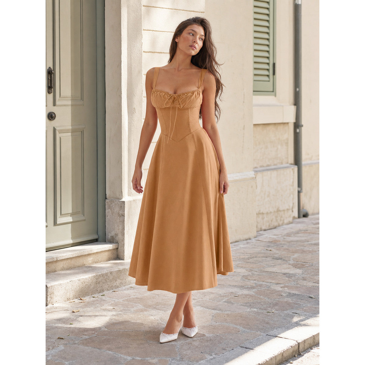Women's slip dress with a corset bodice