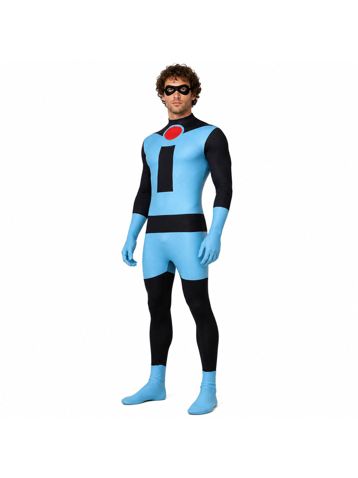 Blue Superhero Costume Jumpsuit with Mask Costume Masks detail