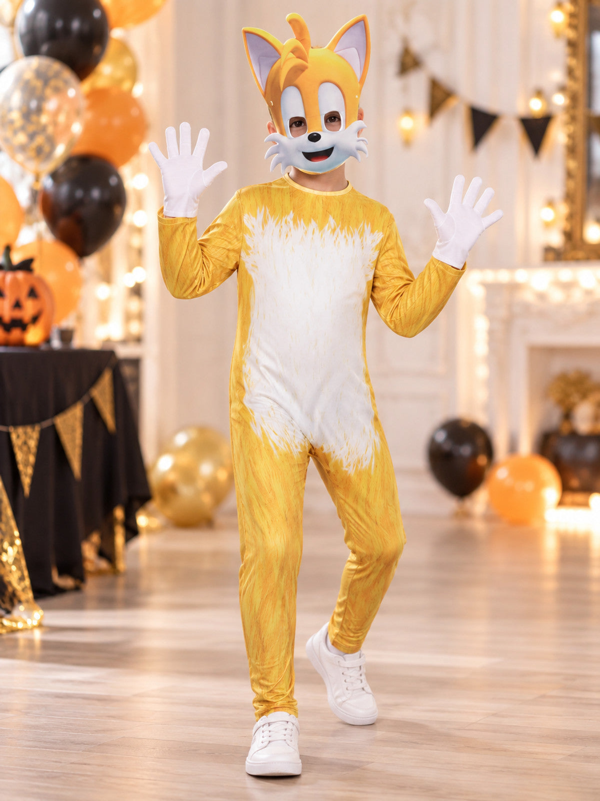 Yellow Carnival Cosplay Costume with Mask and Gloves