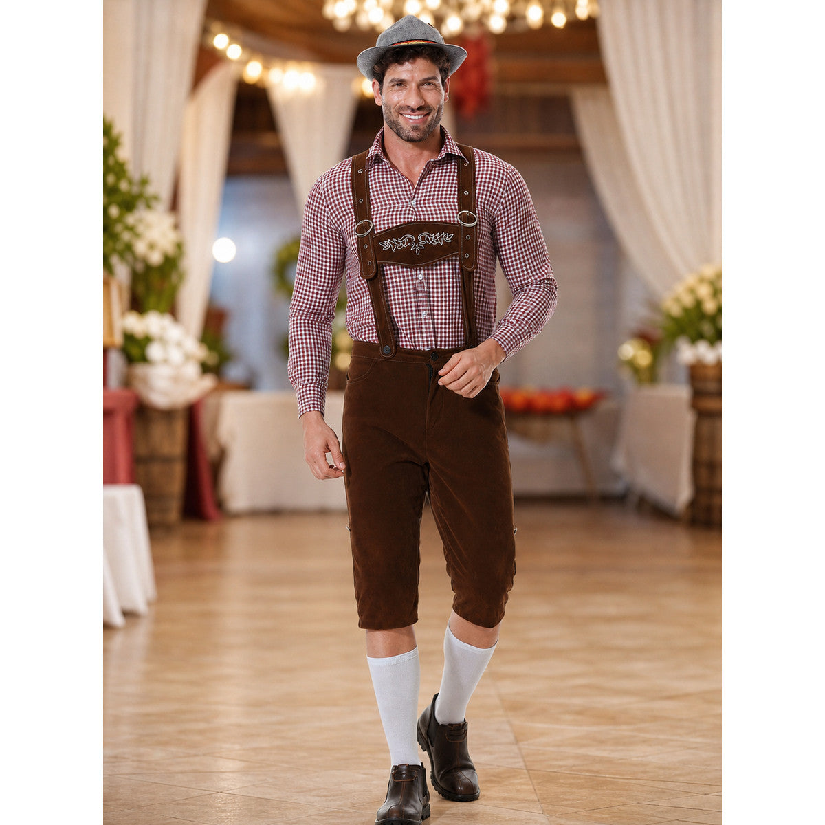 Historical Costume with Suspenders, Shirt, and Hat