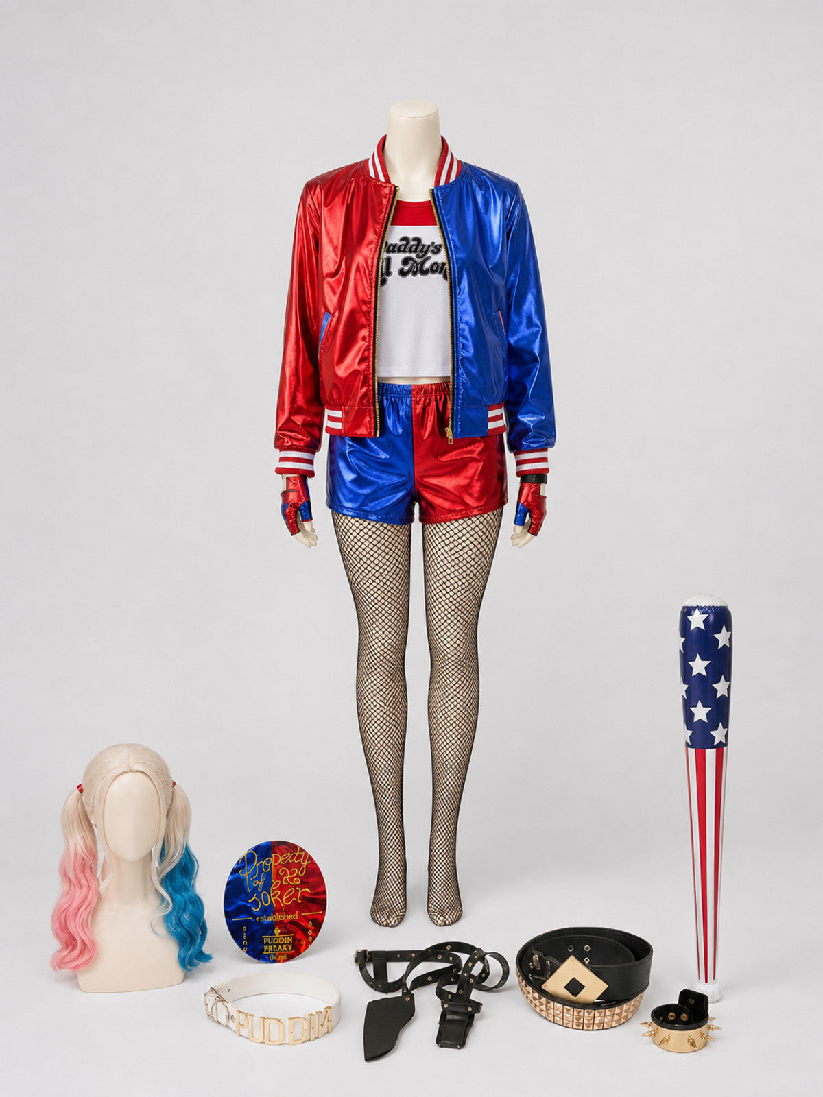 Harley Quinn Cosplay Costume: Jacket, Shorts, and Wig Costume Wigs detail