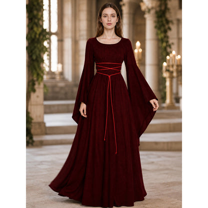 Maxi Dress with Corset Lacing and Ruffles lifestyle