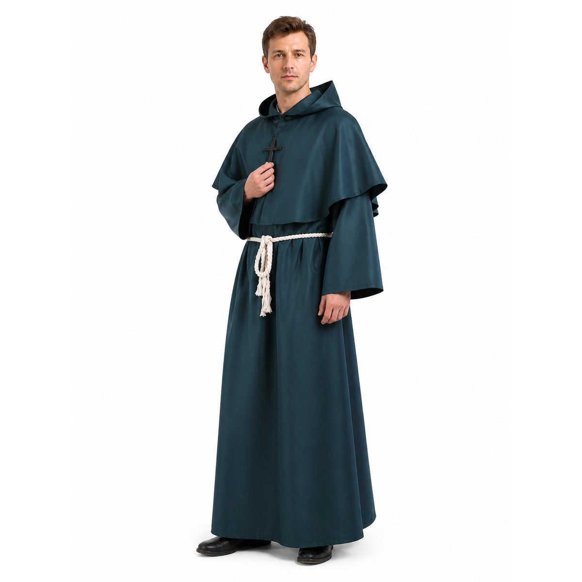 Dark Green Hooded Robe with Belt product detail