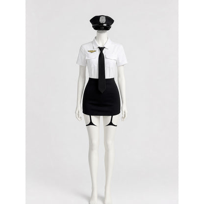 Women's Police Officer Uniform Costume with Short Sleeve and Skirt lifestyle