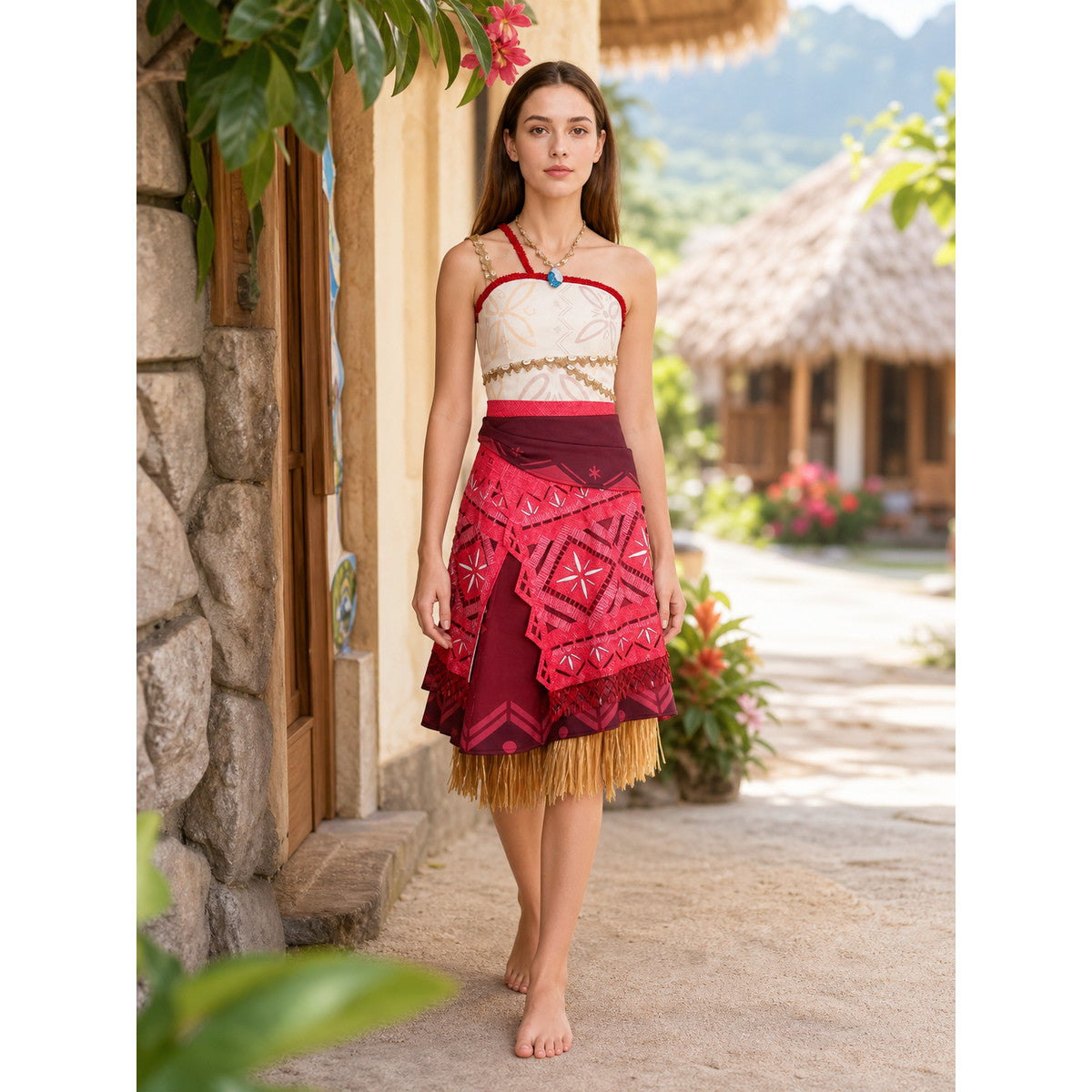Moana cosplay costume with a layered skirt