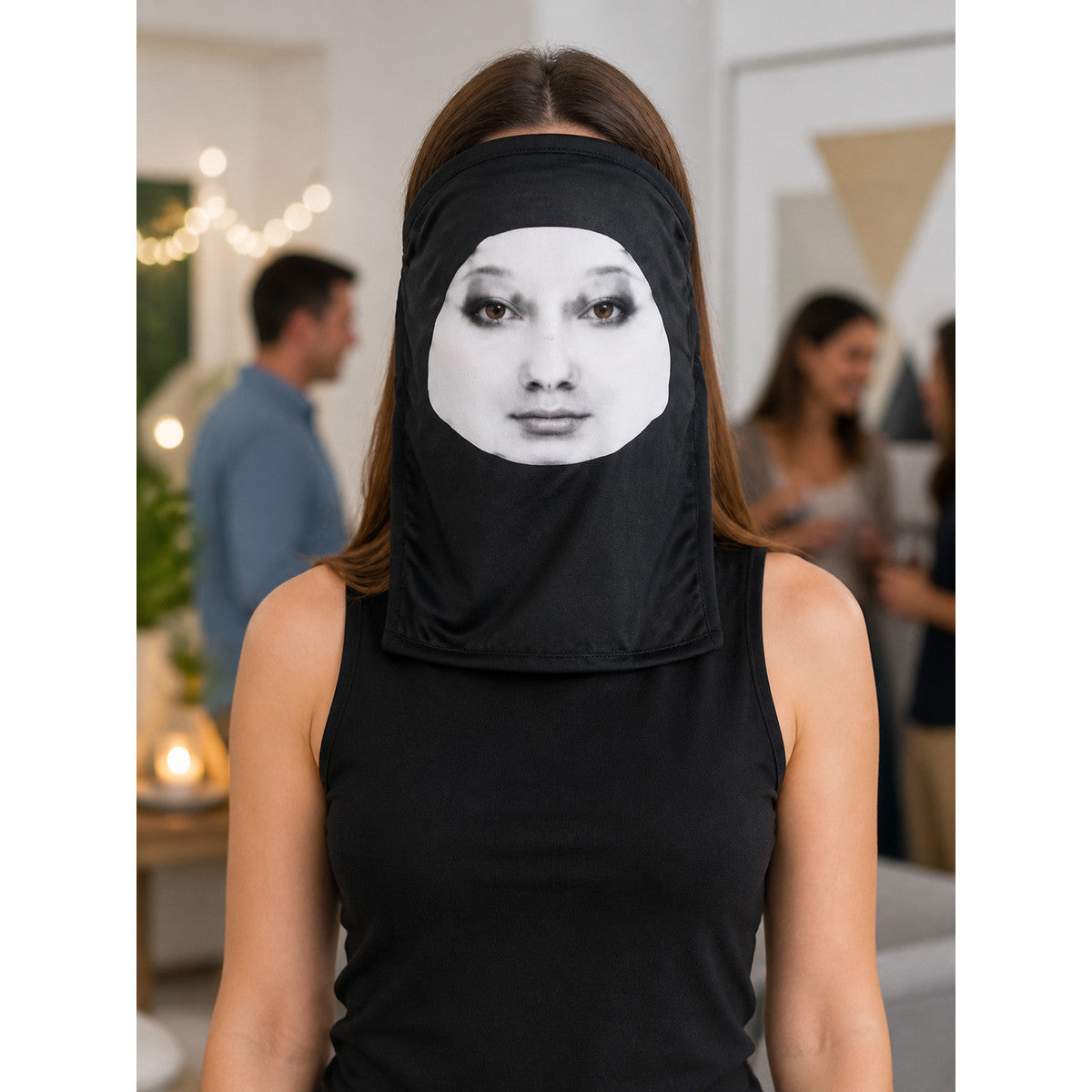 Black and White Carnival Mask for Halloween and Cosplay lifestyle view