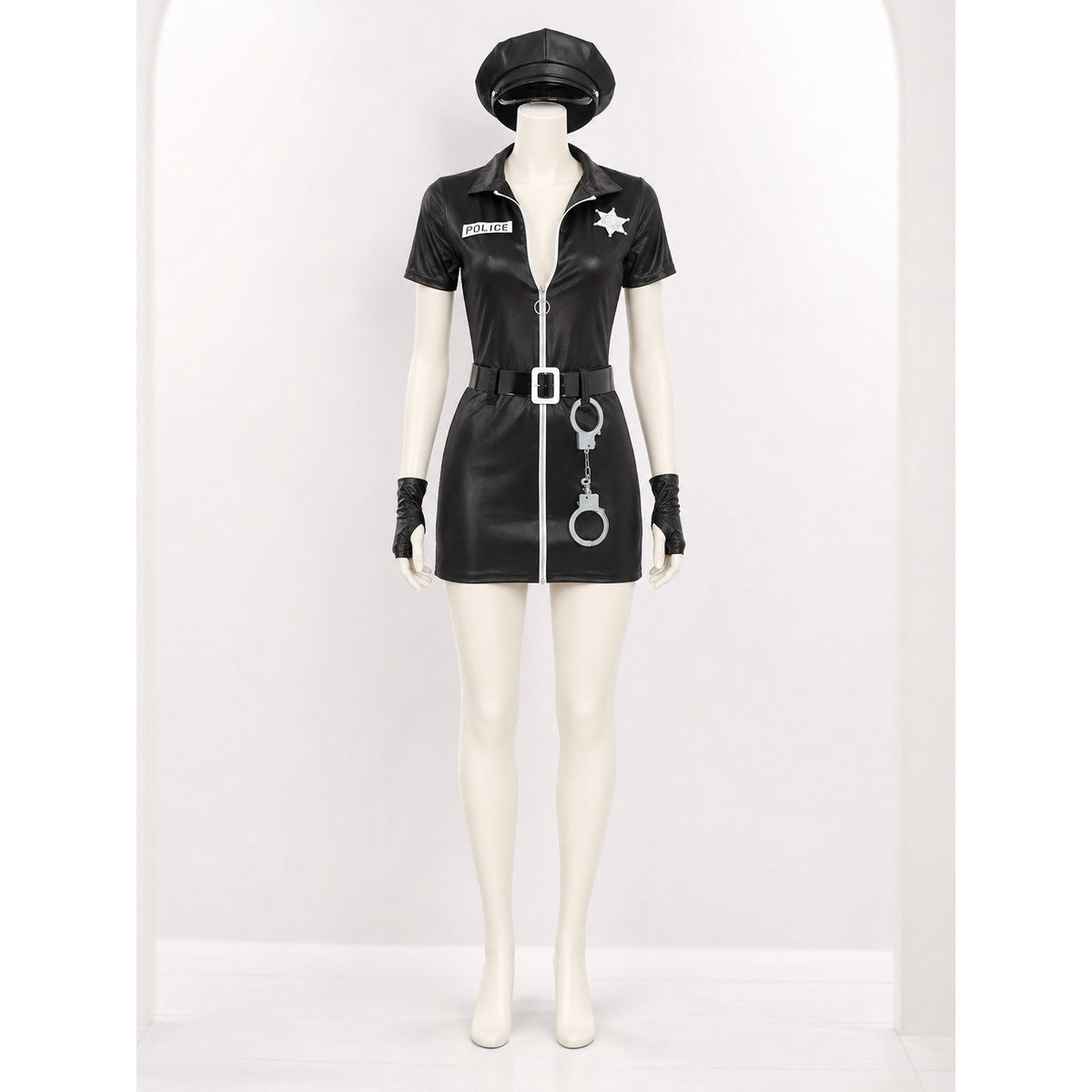 Police Costume with Shorts, Belt, and Decorative Details
