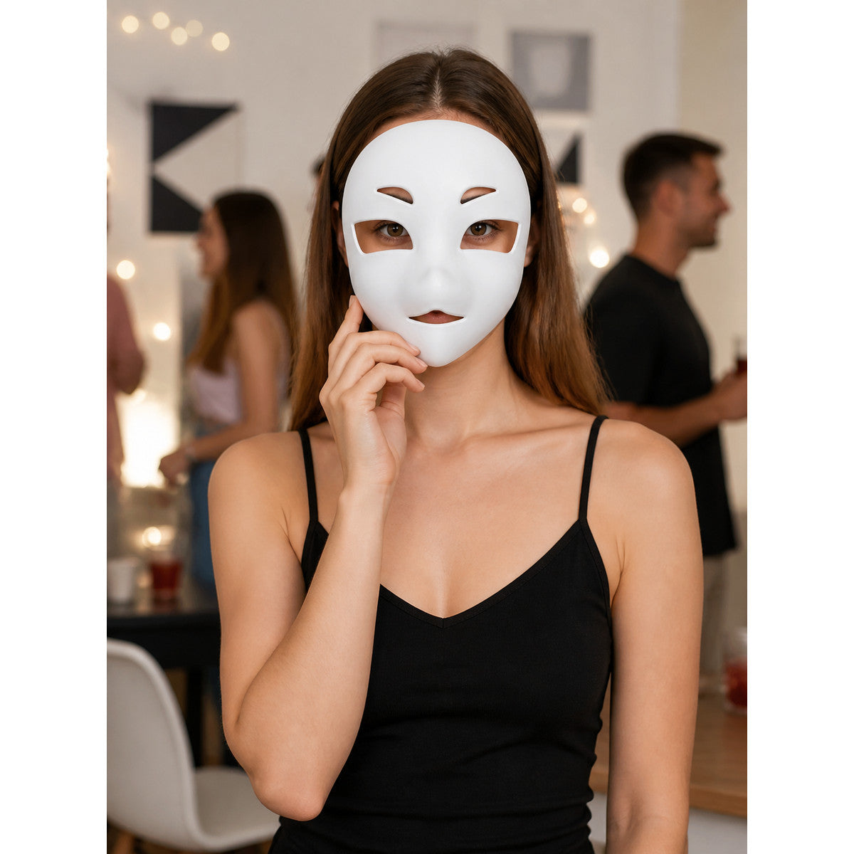 White Carnival Mask for Halloween and Cosplay lifestyle view