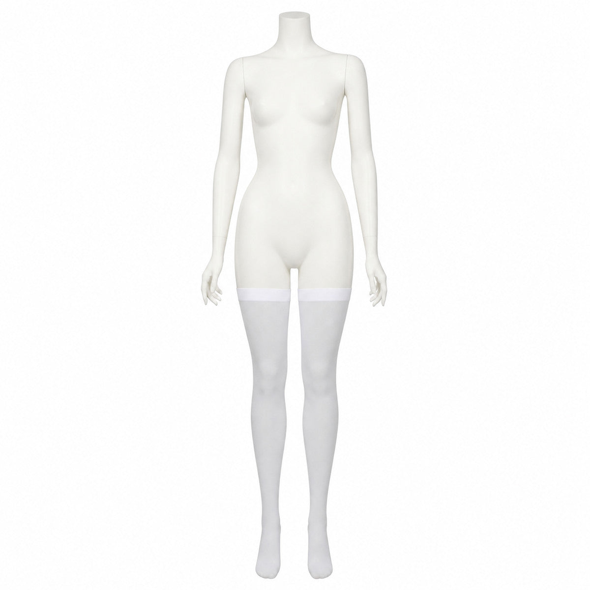 White stockings with a pointed toe and wide elastic band product detail