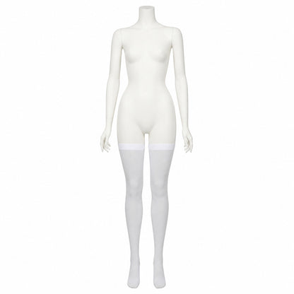 White stockings with a pointed toe and wide elastic band product detail