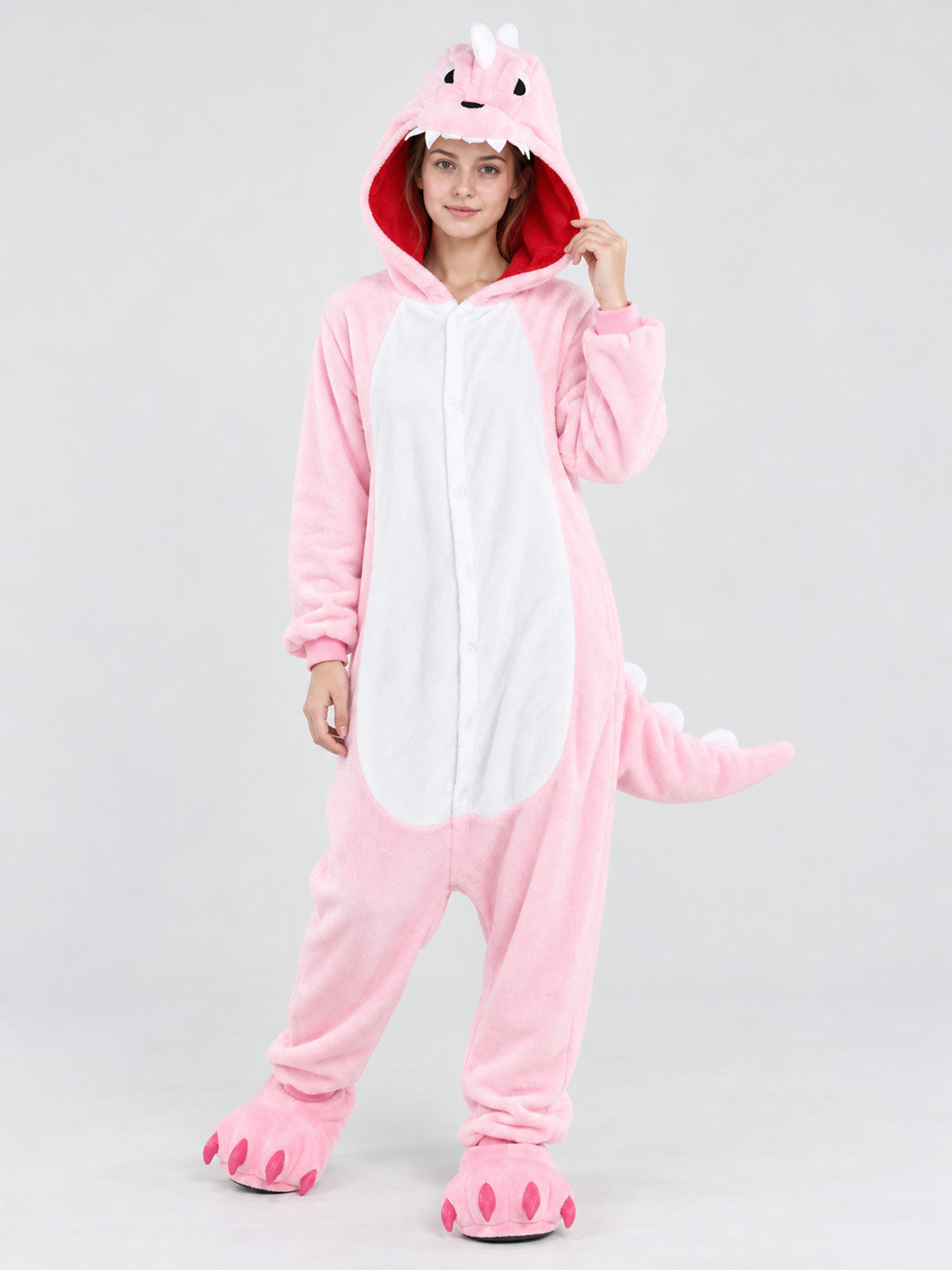 Pink Kigurumi Pajama with Voluminous Hood